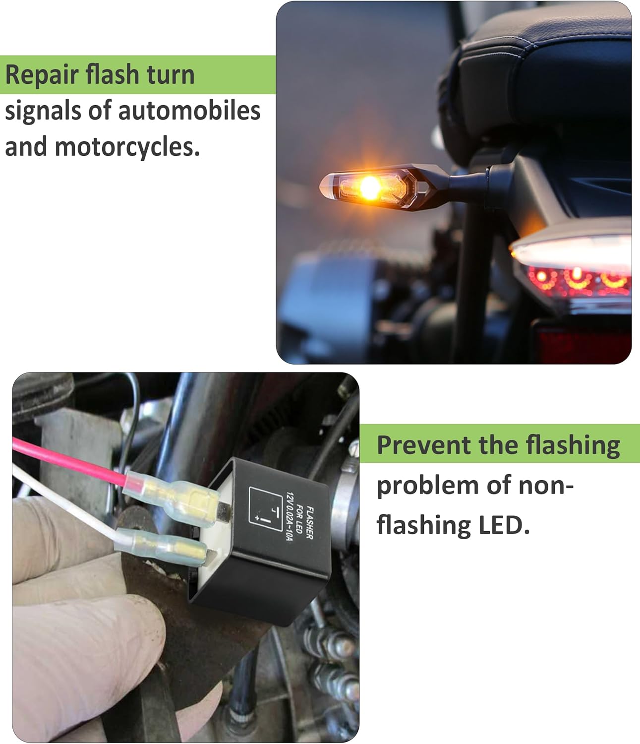 Relé intermitente LED, relés de 12 V, relé intermitente de 2 pines, relé de intermitente electrónico LED para accesorios de automóvil, relés de