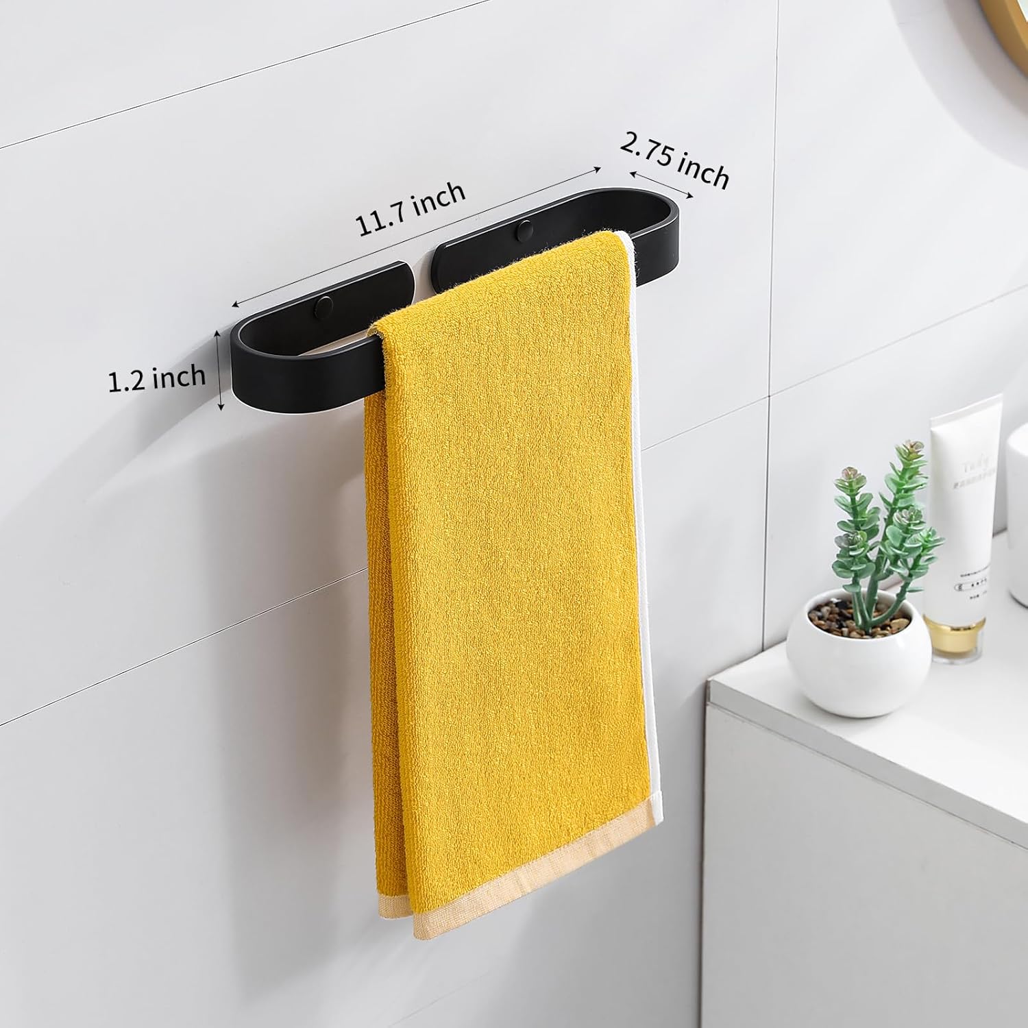 Toallero de baño de 11.8 pulgadas, soporte para toallas de mano negro mate para baño, montado en la pared, encimera, toallero de cocina