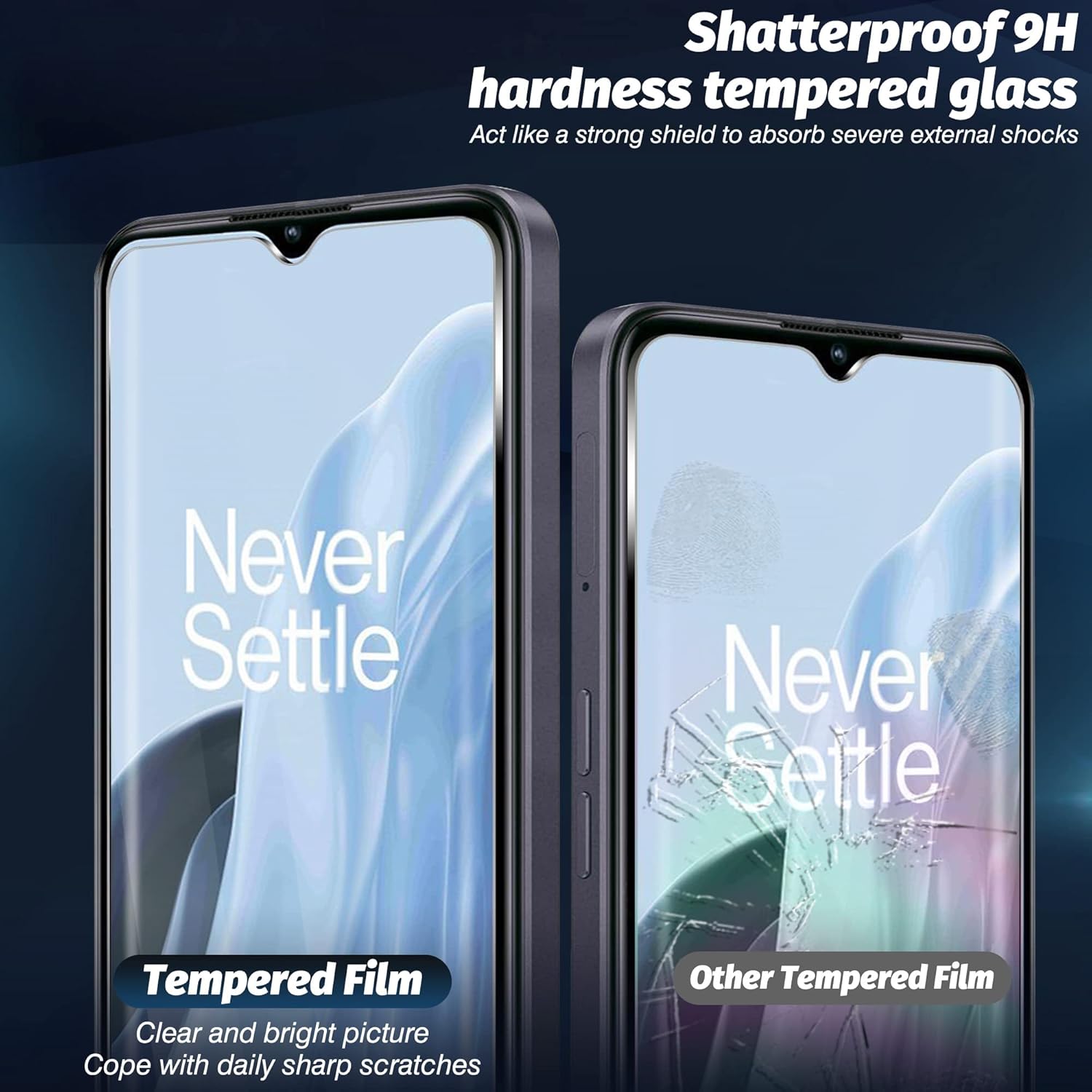 Orzero Paquete de 4 protectores de pantalla de vidrio templado compatibles con Oneplus Nord N300 5G, bordes de arco 2.5D, antiarañazos, alta