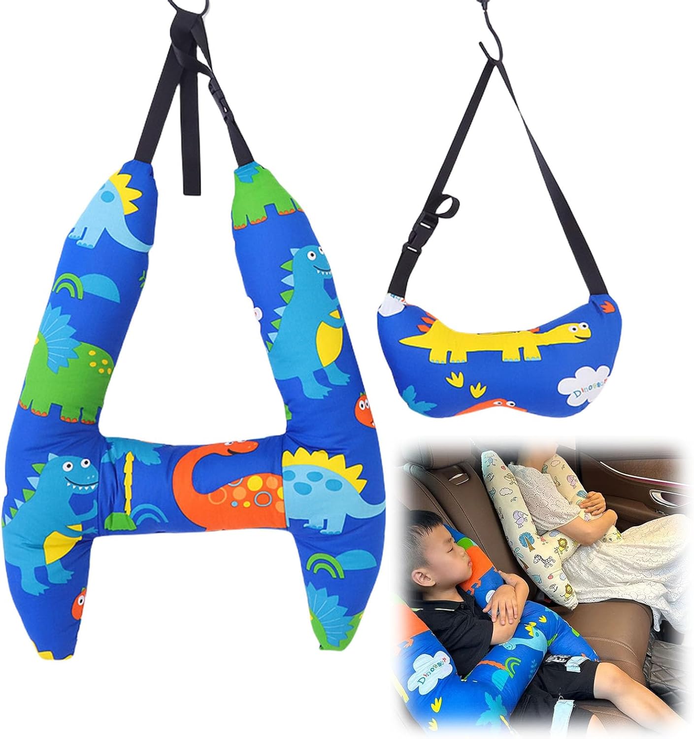 Forma de H  Soporte de cabeza para dormir de automóvil, almohadas de viaje para niños, almohadas de asiento de automóvil, adultos y niños, asiento