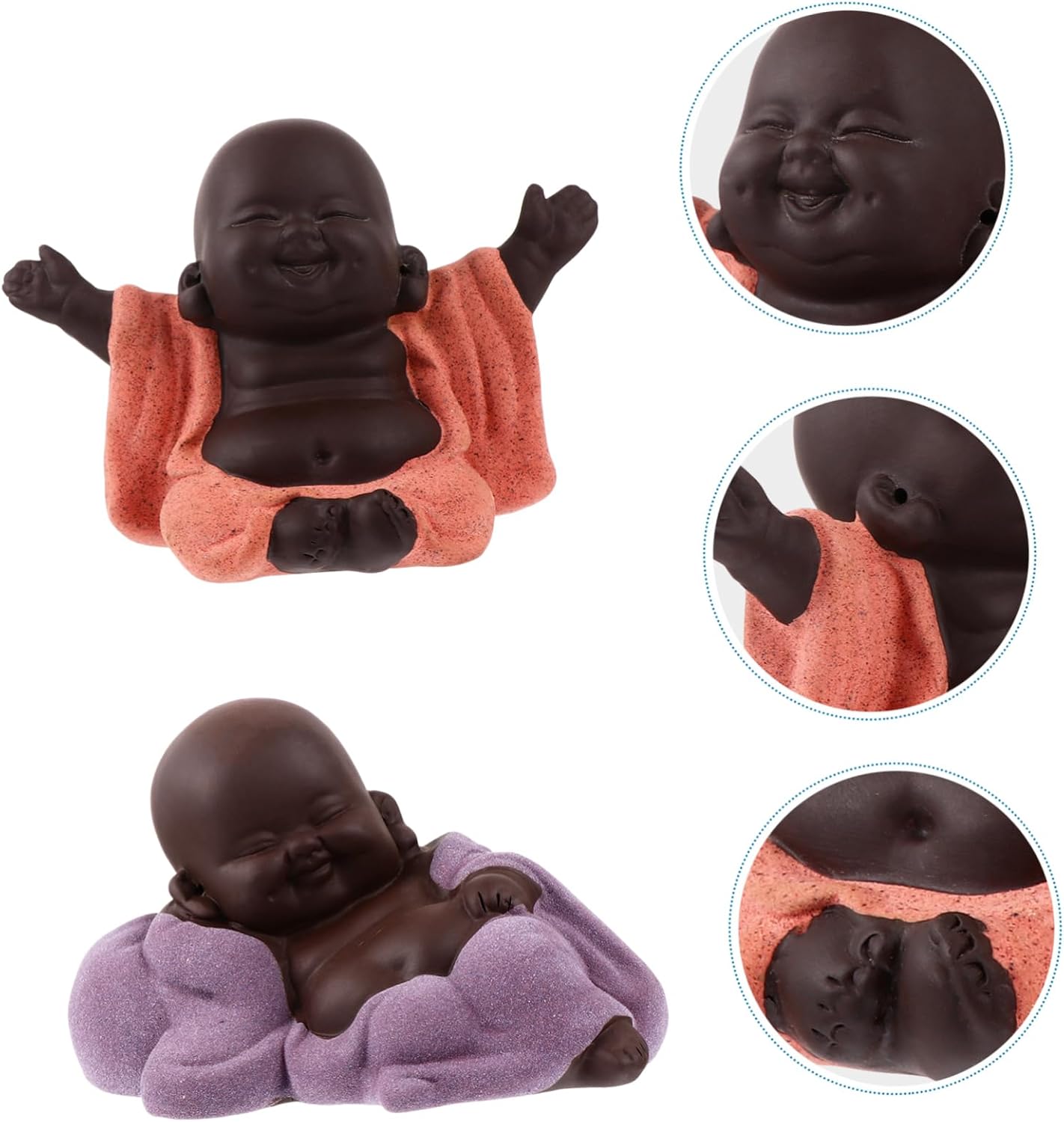 Abaodam 4 Pcs Tea Pet Maitreya Statue Small Monk Figurine Aquarium Buddha Statues Buddhism Table Figurine Lucky Fish Tank Decorations Buddha