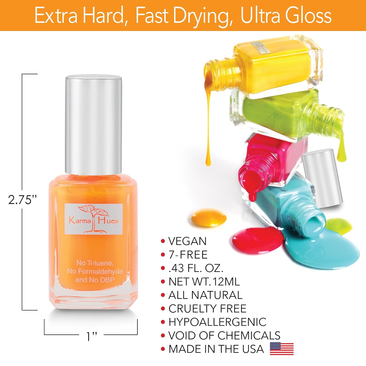 karma organic Esmalte de uñas natural no tóxico, pintura de uñas vegana y libre de crueldad para arte de uñas, esmalte de uñas de secado rápido para
