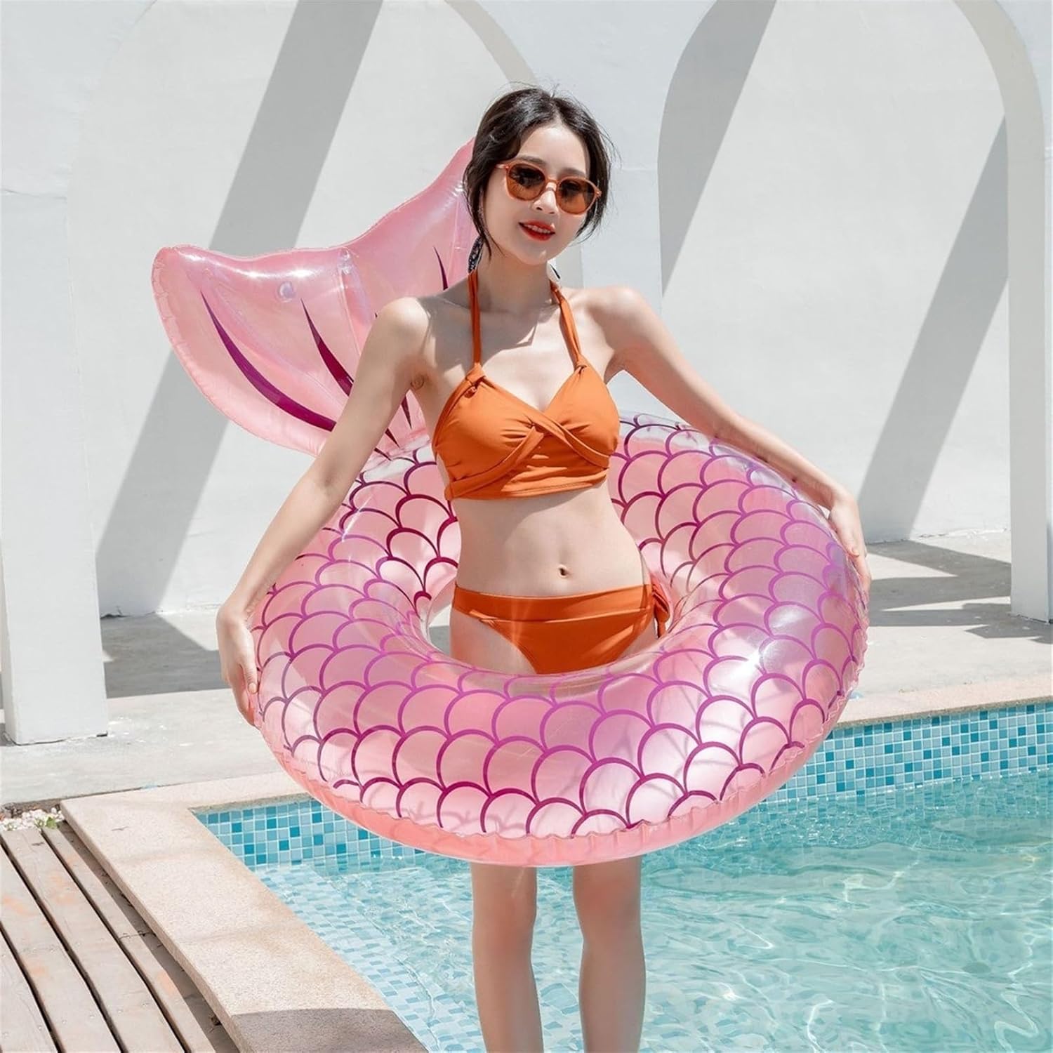 Divertidos flotadores de piscina para niños y adultos, anillos de natación inflables brillantes, tubos y flotadores para fiestas en la piscina,
