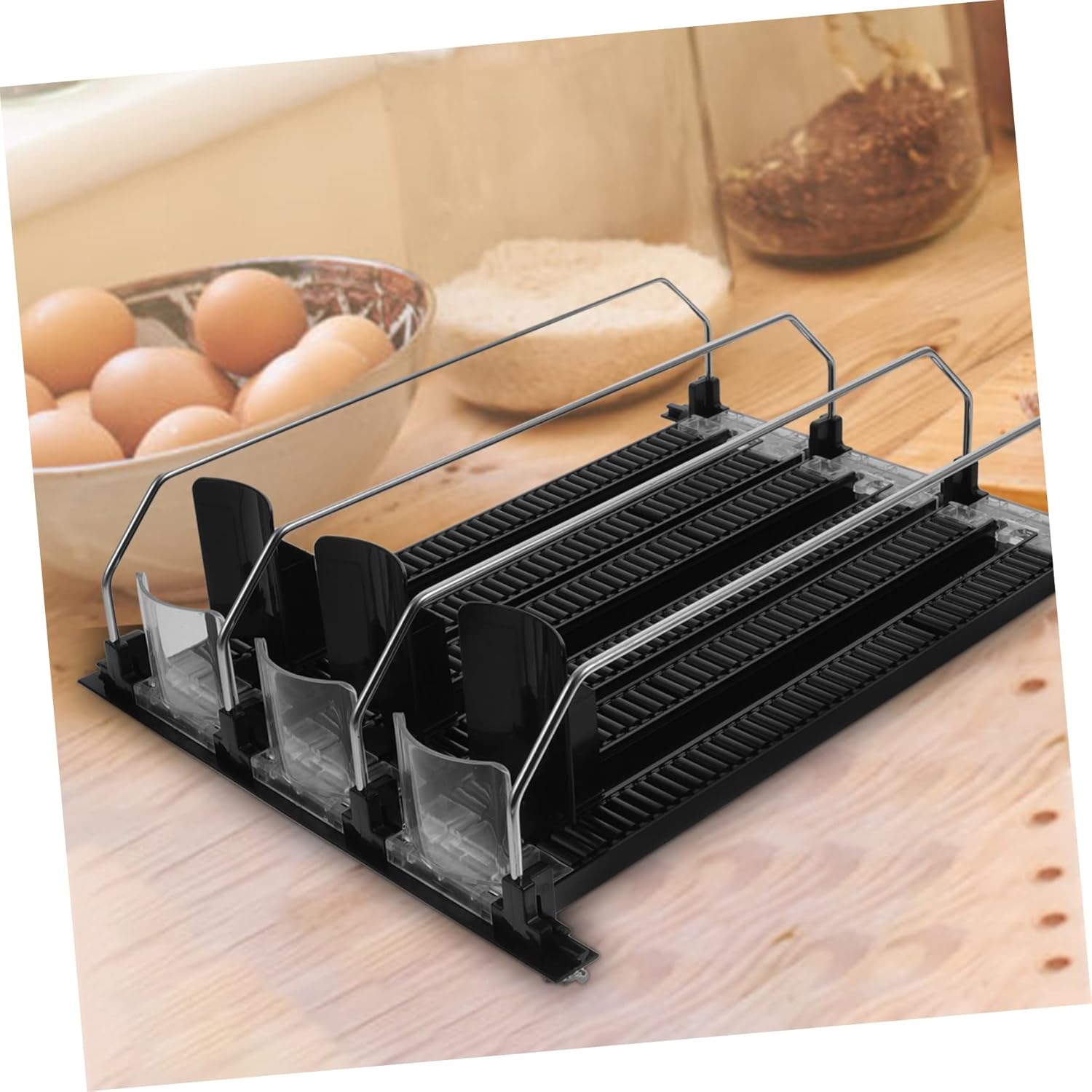 UPKOCH Dispensador automático de bebidas para nevera, mini refrigerador, organizador de botellas de agua para gabinete, empujador de bebidas,