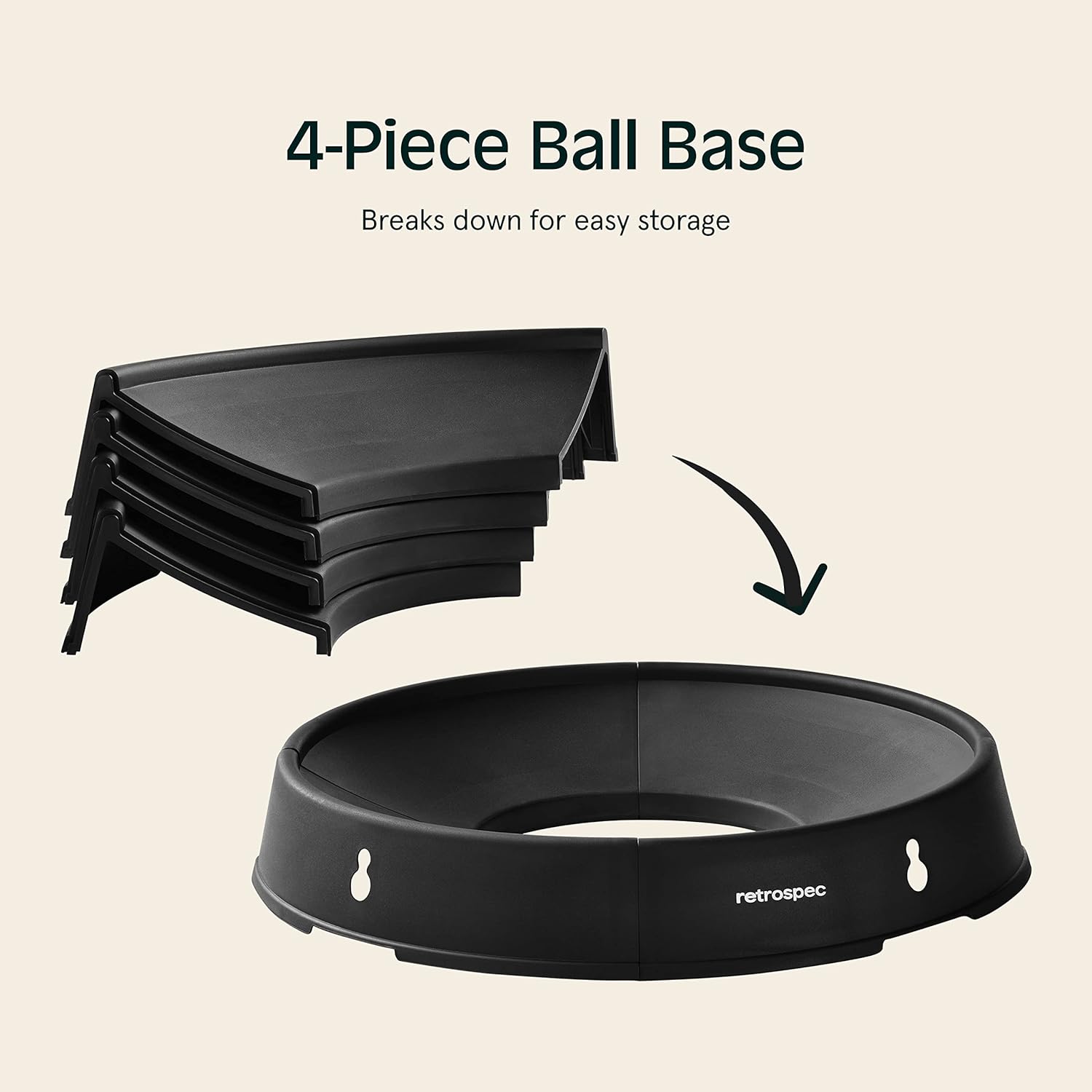 Retrospec Base de pelota de ejercicio accesorio versátil de yoga y pilates, se adapta a bolas de 45, 55, 65, 29.5 in, construcción de plástico ABS