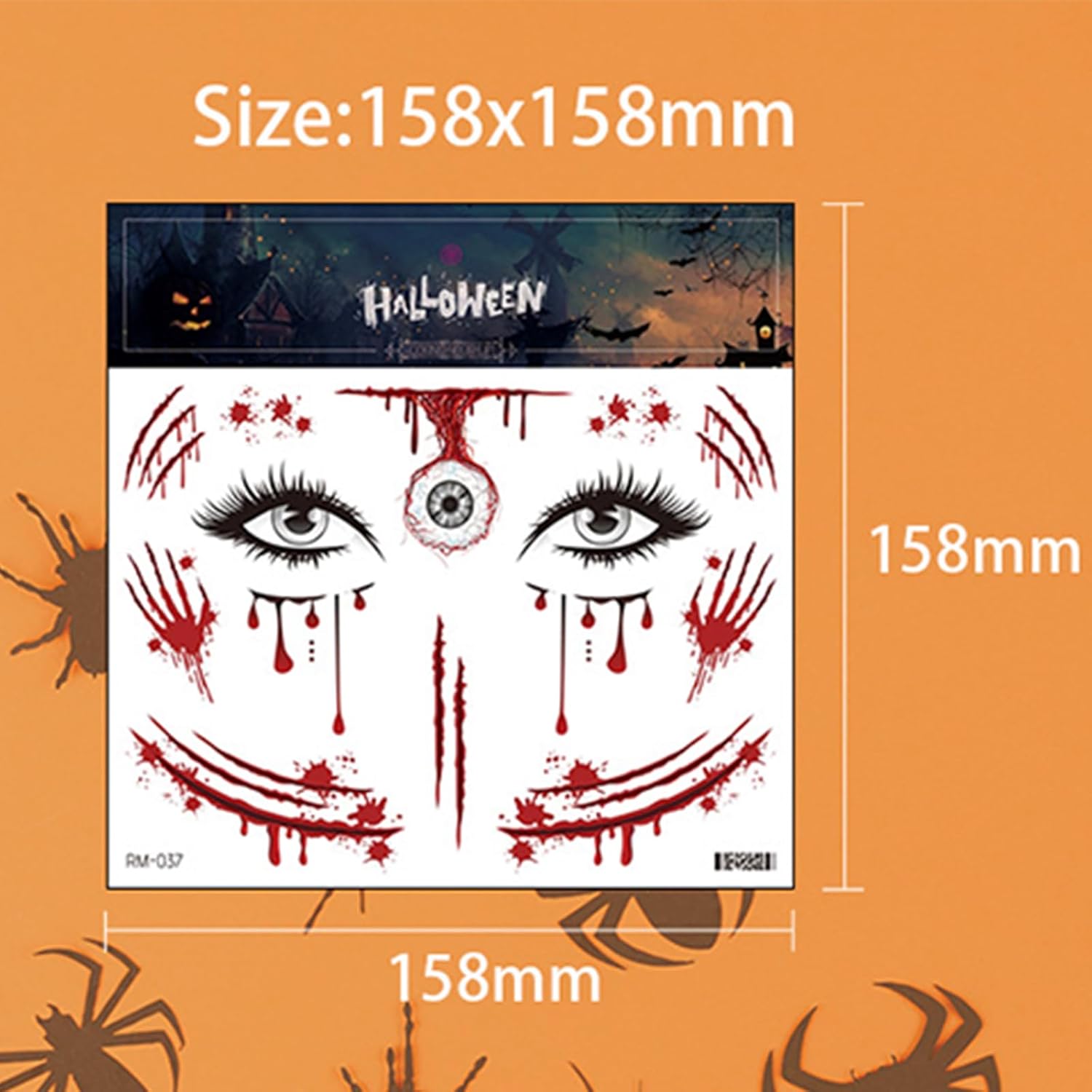 8 piezas de tatuajes faciales de Halloween, de terror, realista, falsa herida sangrienta, cicatriz, impermeable, temporal, tatuaje, calcomanías de
