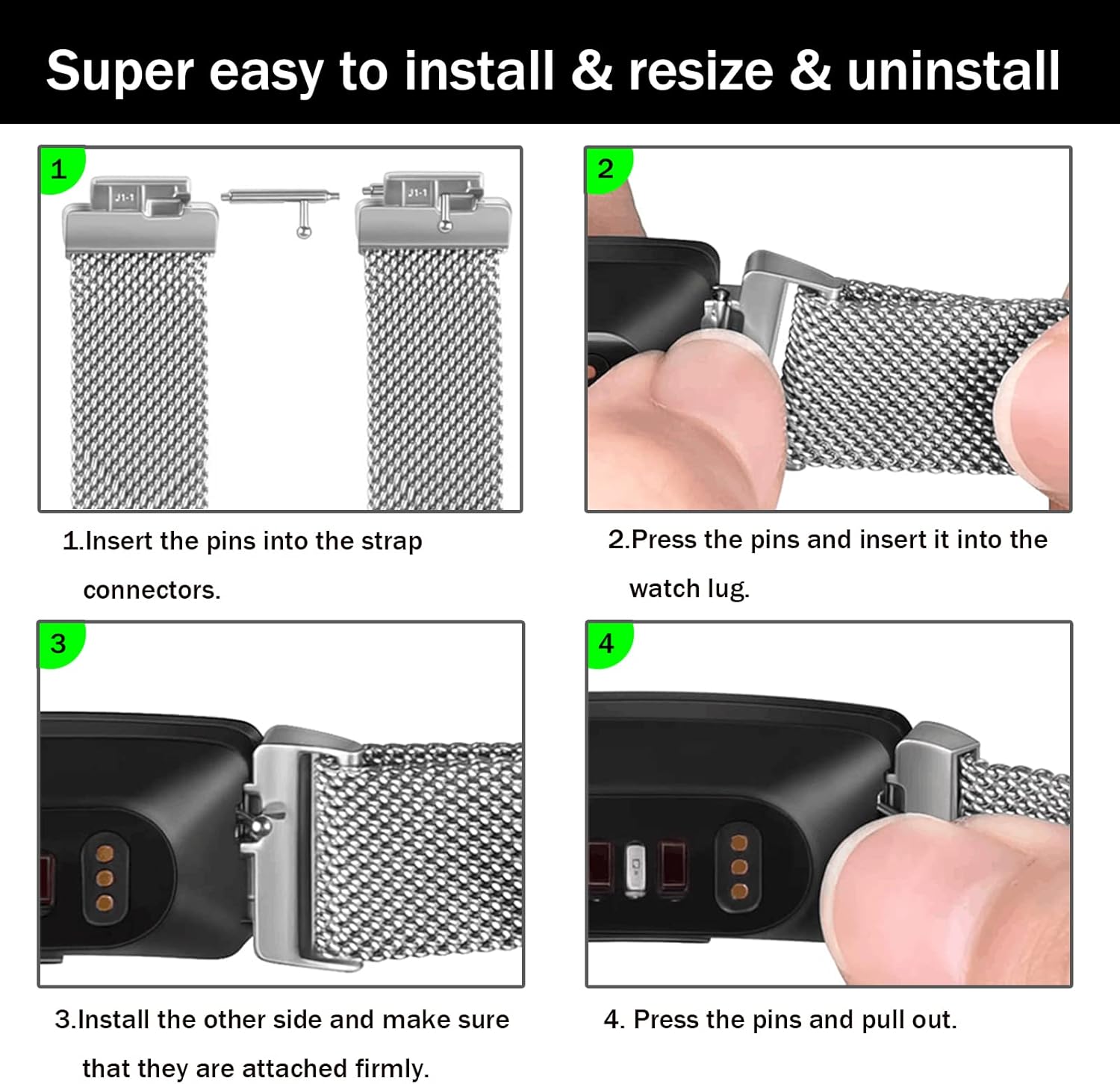 Paquete de 2 bandas de metal compatibles con Fitbit Inspire 2Fitbit Inspire HRFitbit Inspire para mujeres y hombres, pulseras de acero inoxidable de