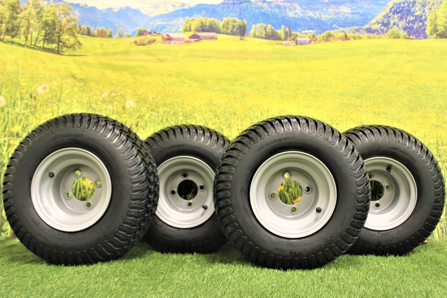 18×8.50-8 con conjuntos grises de 8×7 para carrito de golf y cortacésped (banda de césped ATW-003) (juego de 4)