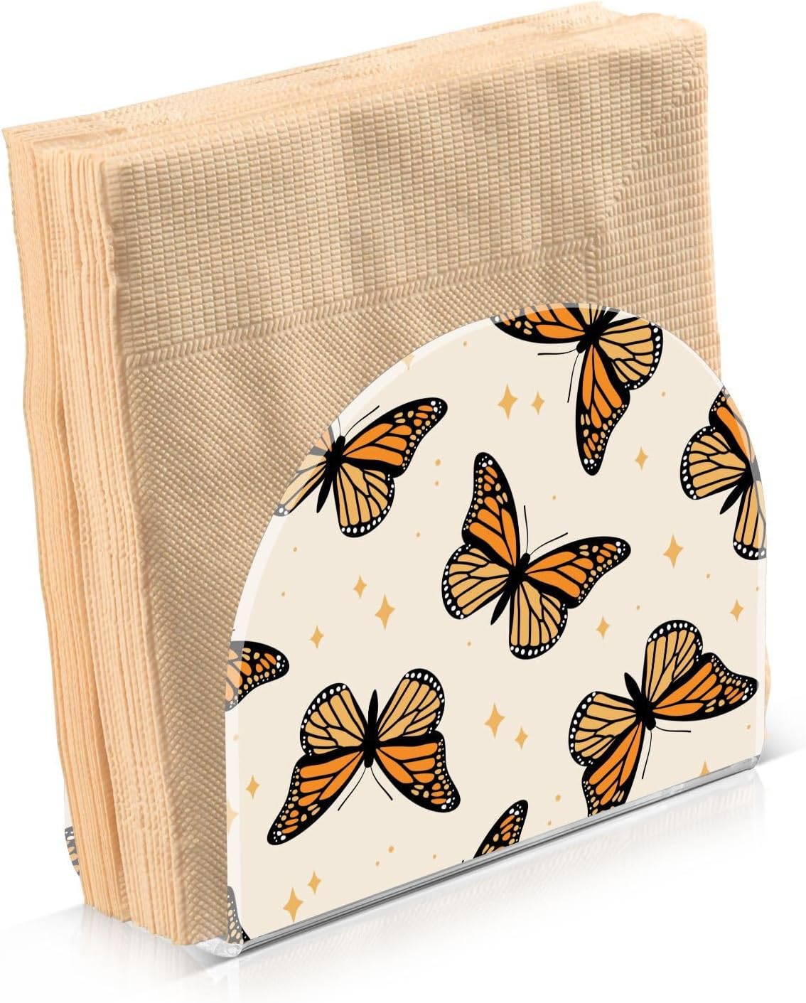 Monarch – Servilletero con diseño de mariposas para mesa de papel, dispensador de pañuelos acrílicos, cocina, comedor, baño, fiesta, decoración de