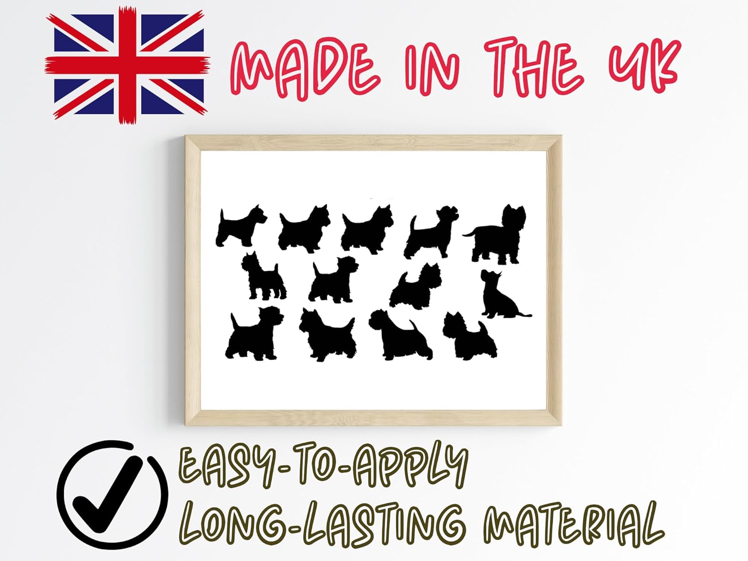 Pet Dog Westie Silhouette – Paquete de 13 calcomanías lindas para parachoques de automóvil, calcomanía para interruptor de luz, calcomanía de pared,