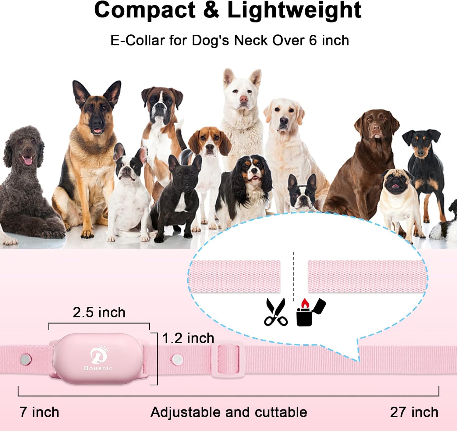 Bousnic Collar de entrenamiento para perros con control remoto, collar de choque de perro de 1000 pies para perros pequeños, medianos y grandes,