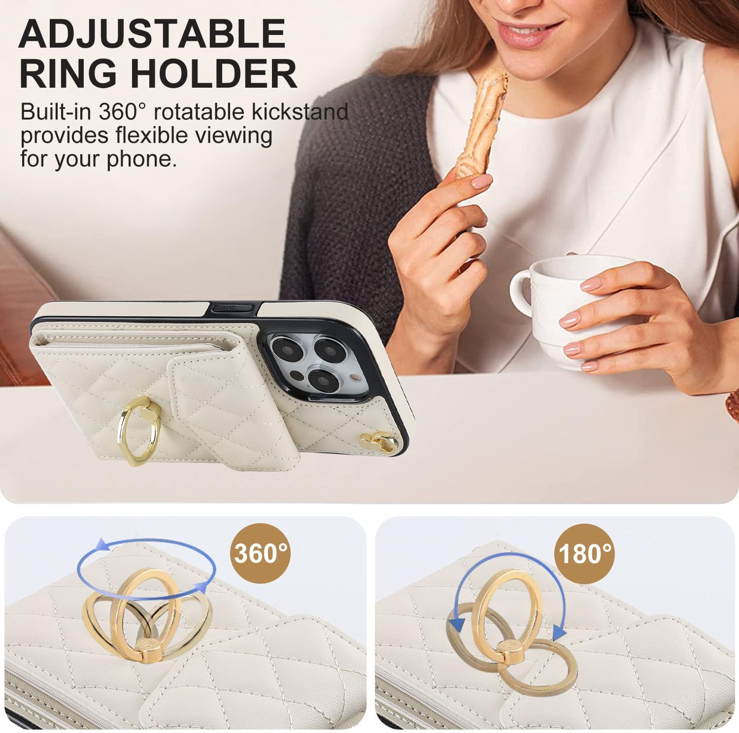 Asuwish Funda de teléfono para iPhone 13 Pro de 6.1 pulgadas, funda tipo cartera con protector de pantalla de vidrio templado y anillo con bloqueo