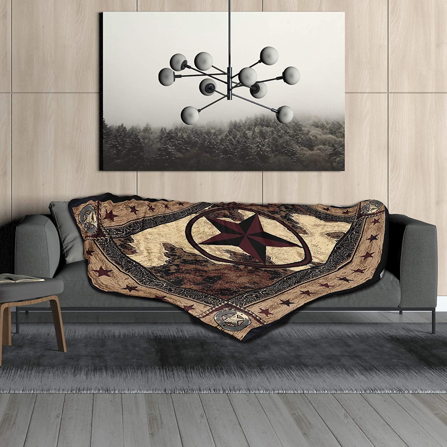 Manta de estrellas del oeste de Texas, súper suave, manta de franela rústica, decorativa para casa rural, sofá, silla, sala de estar, dormitorio, 50