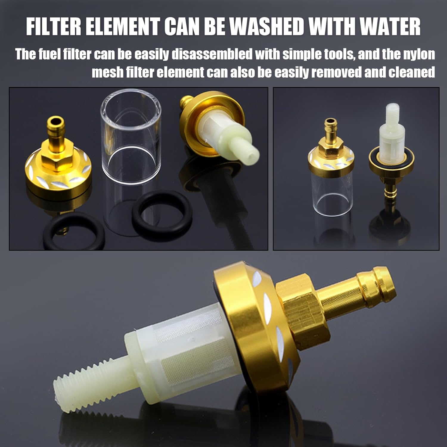 1 filtro de combustible automotriz, 1.1 x 3.62 pulgadas de aleación de vidrio templado con patrón de superficie de aceite, accesorios de