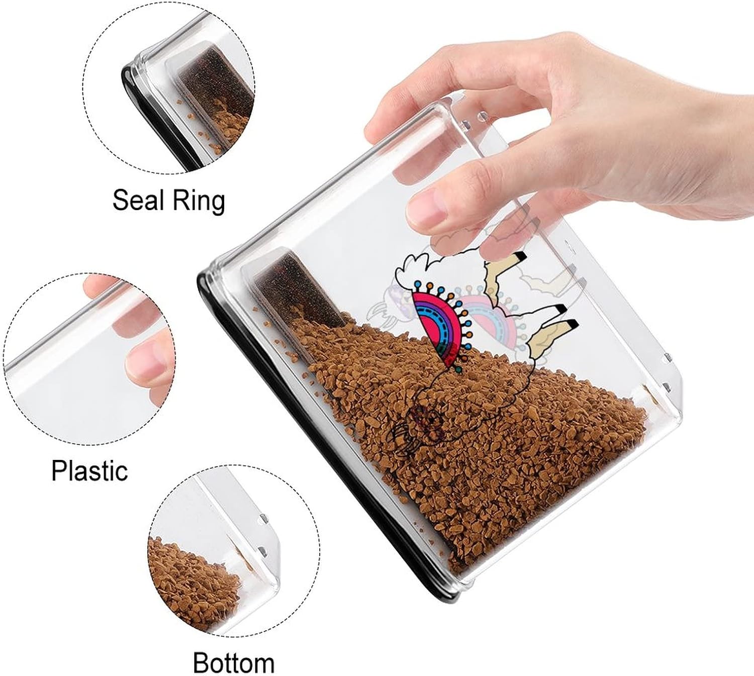 Divertidos recipientes de almacenamiento de alpaca con llama, caja de plástico transparente con tapas, contenedores reutilizables para cocina,