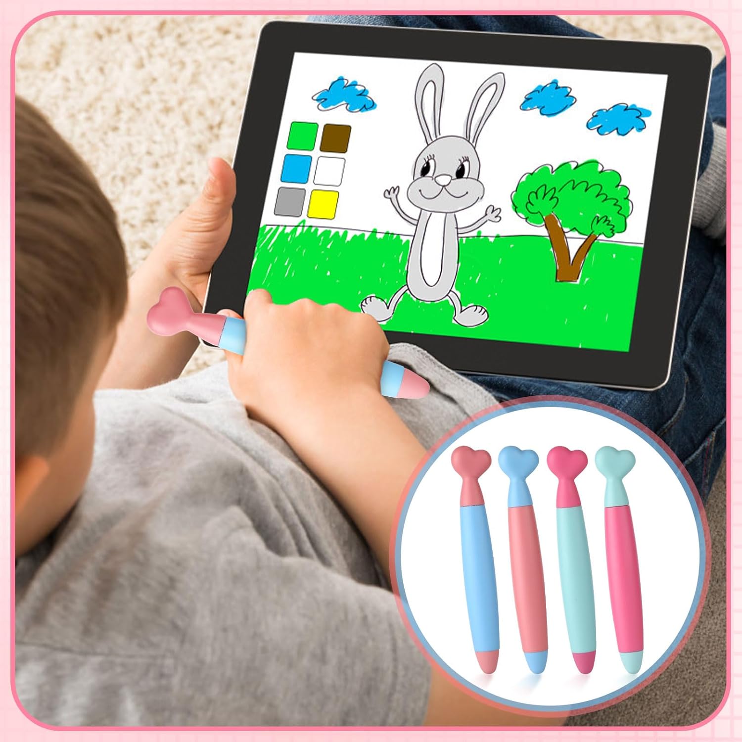 4 lápices capacitivos para pantallas táctiles, con forma de corazón, con agarre cómodo, para smartphones, tabletas, dispositivos de pantalla táctil