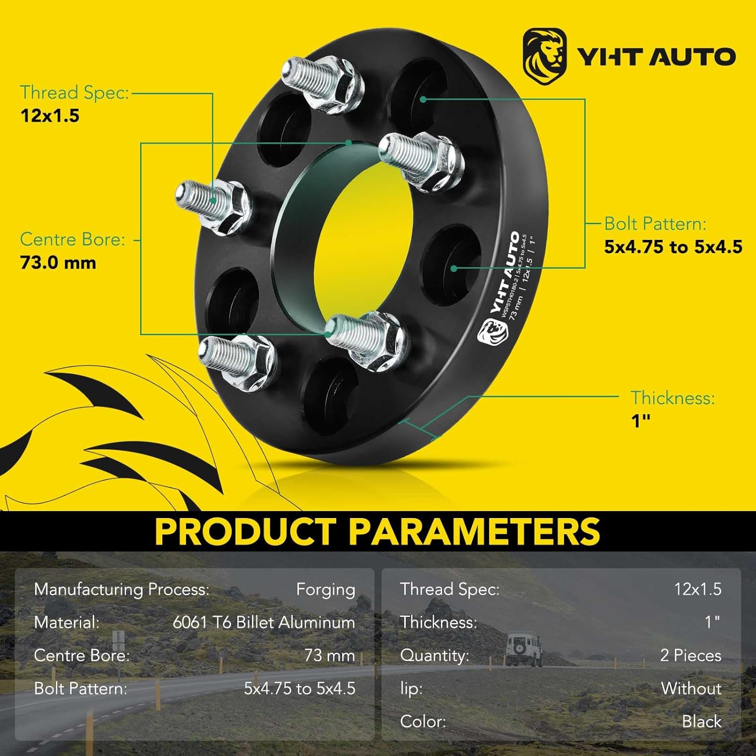 YHTAUTO Adaptadores de rueda de 5 x 4.75 a 5 x 4.5 pulgadas, compatibles con Buick, Cadillac, Chevrolet, GMC, Pontiac Modelos espaciadores de