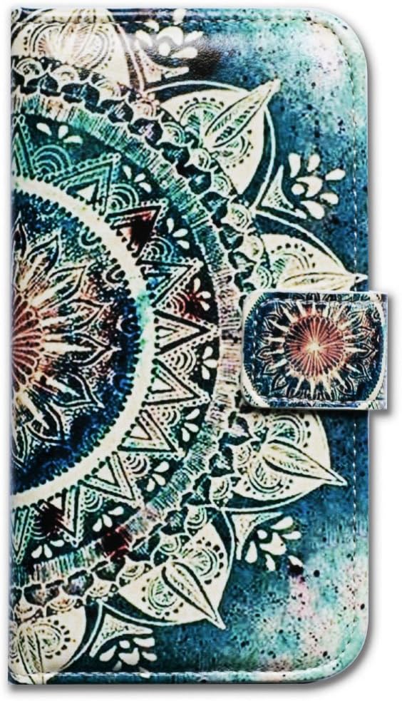 Bcov Funda para iPhone XR, diseño de mandala circular verde con tarjetero y soporte para tarjeta y soporte para iPhone XR