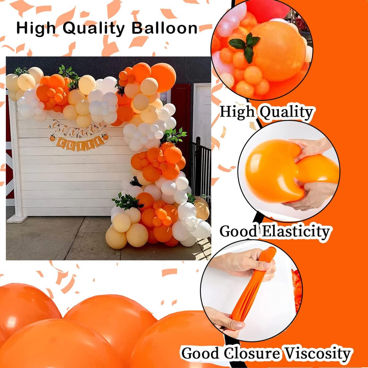 DEAPEICK Kit de guirnalda de globos de baby shower, arco de globos de color naranja pequeño para decoración de cumpleaños, boda, fiesta, telón de