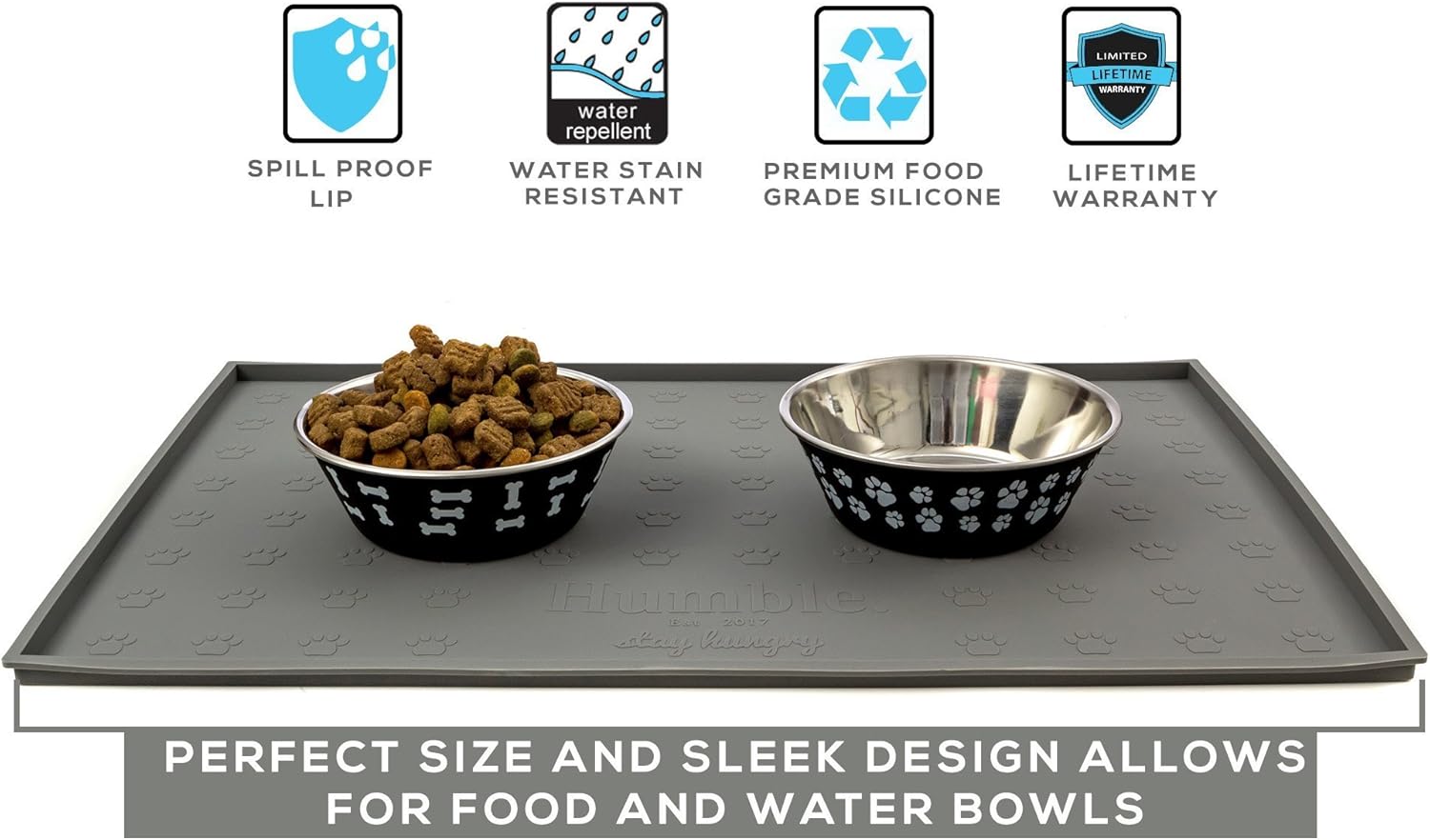 Bandeja de alimentación para alimentos, antideslizante, antiderrames, tapete elevado para comida para perros, fácil de limpiar, impermeable,