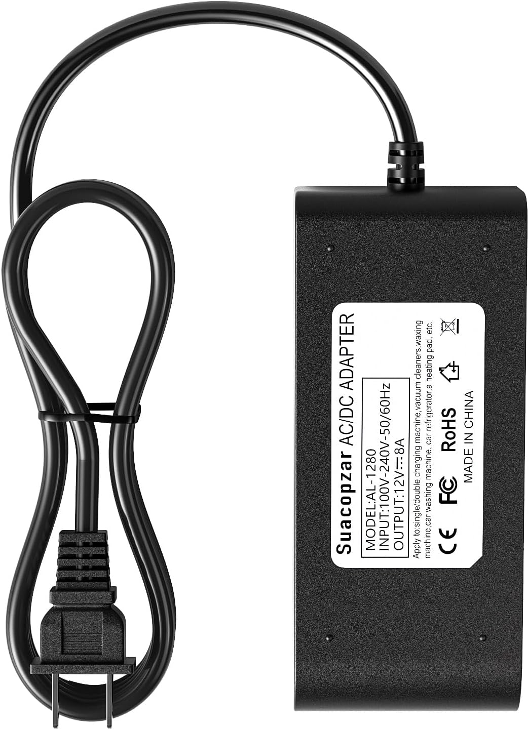 Adaptador de corriente de CA a CC de 12 V, 8 A, 96 W, 110  240 V CA a 12 V CC, convertidor de enchufe de encendedor de cigarrillos, convertidor de