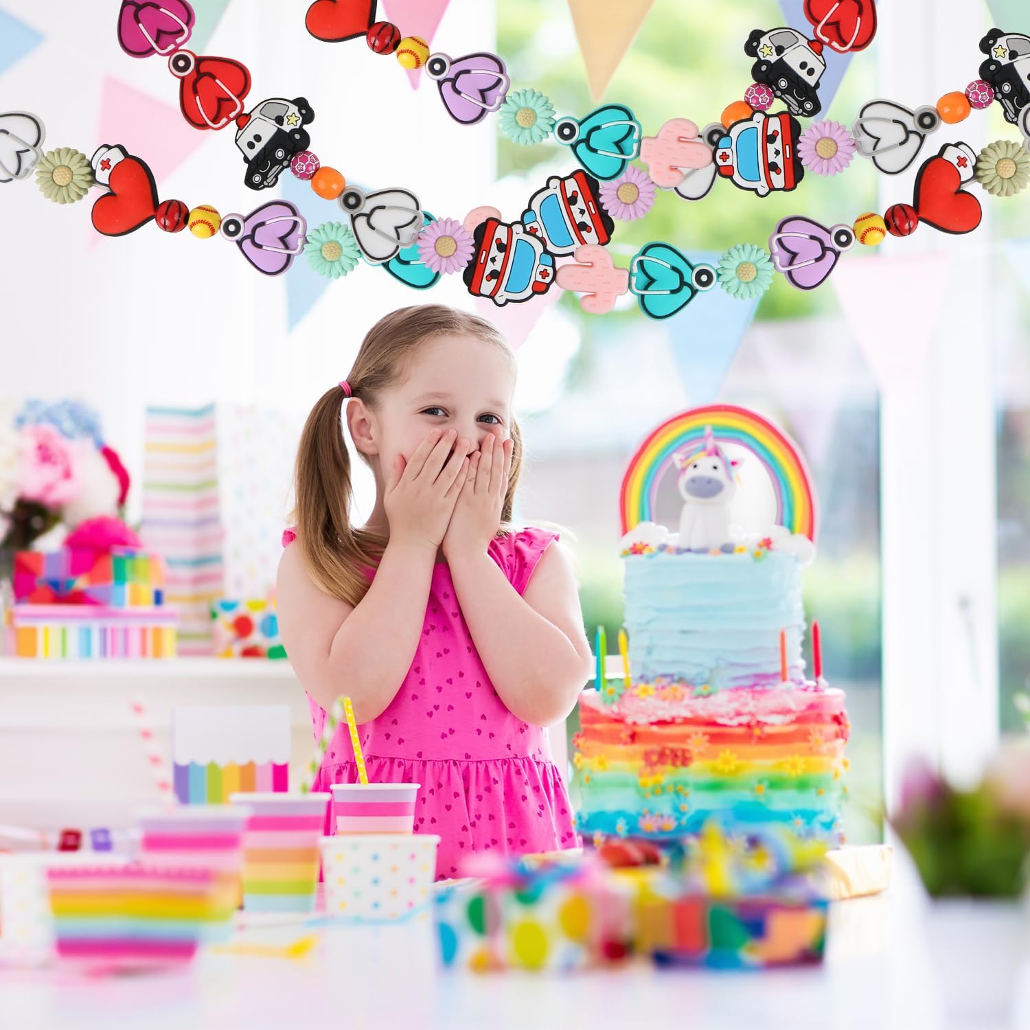 9 cuentas de silicona para estetoscopio de enfermera, cuentas focales de silicona con forma de corazón EVERMARKET para hacer llaveros, cuentas de
