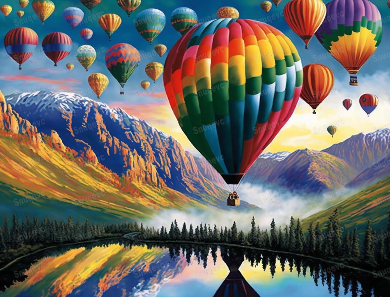Colorido paisaje de globo aerostático, rompecabezas de 200 piezas para adultos, rompecabezas desafiante, atrevido a probar, entretenimiento familiar