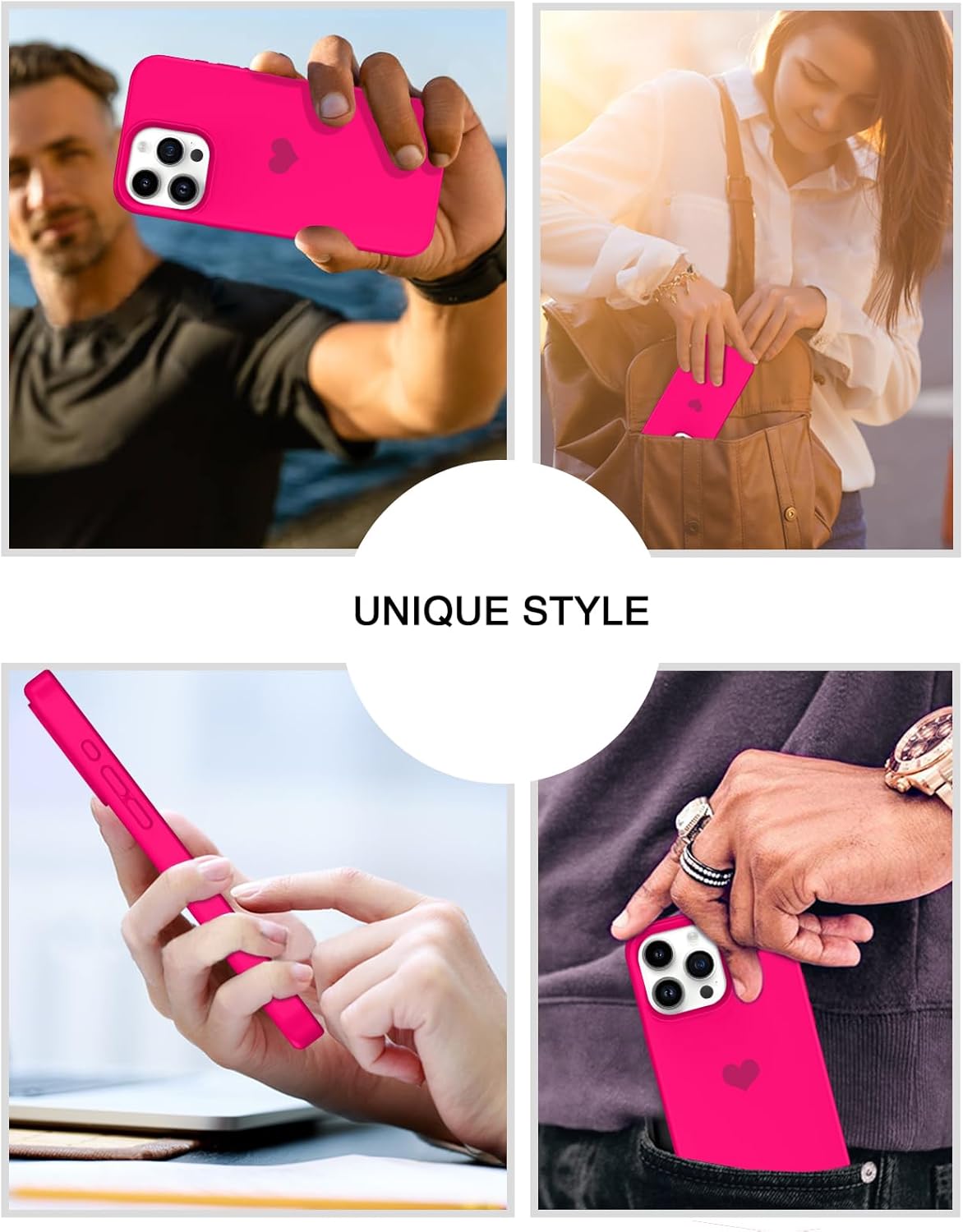 BENTOBEN Funda compatible con iPhone 15 Pro, ajuste delgado, bonito diseño de corazón, silicona suave, goma de gel, a prueba de golpes, forro de