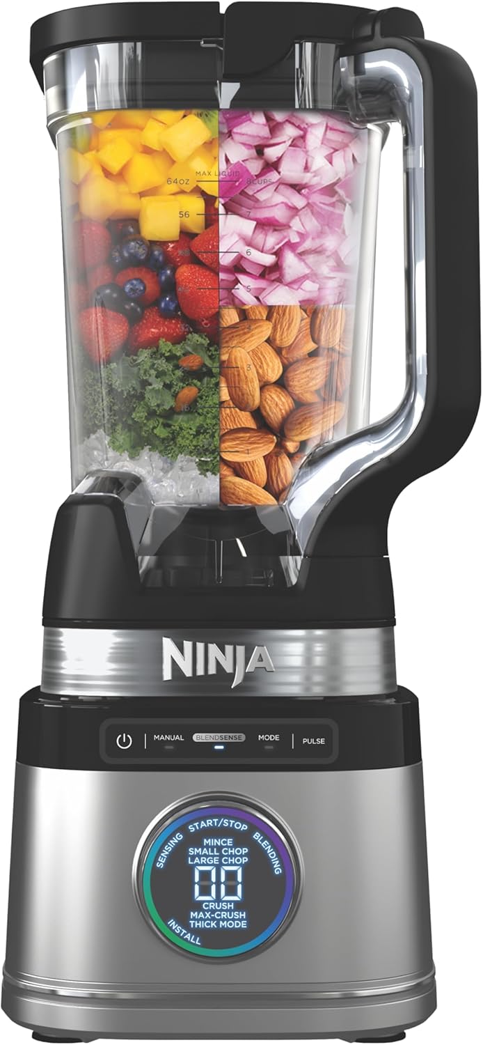 Ninja TB201 Detect Power Blender Pro, tecnología BlendSense, para batidos, batidos y más, 1800 vatios de pico, 72 onzas, jarra, licuadora, negro