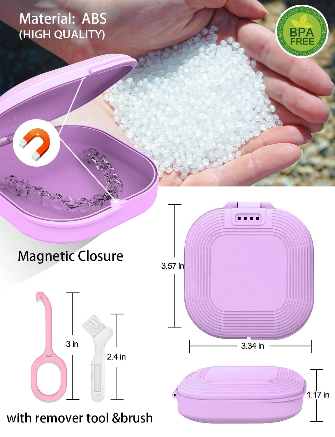 HEMILAB Funda de retención, funda delgada con orificios de ventilación, compatible con Invisalign, funda protectora bucal, bonita funda de retención