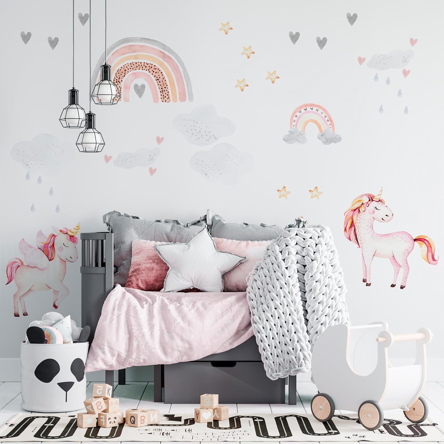 Lipastick – Calcomanías de pared grandes de arcoíris  138 piezas de calcomanías de pared de arco iris  Calcomanías de pared de unicornio para