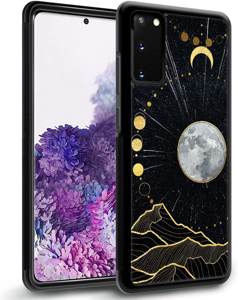 DJSOK Funda compatible con Samsung Galaxy S20 Plus, diseño de luna dorada, diseño de luna dorada+funda protectora de TPU de silicona suave