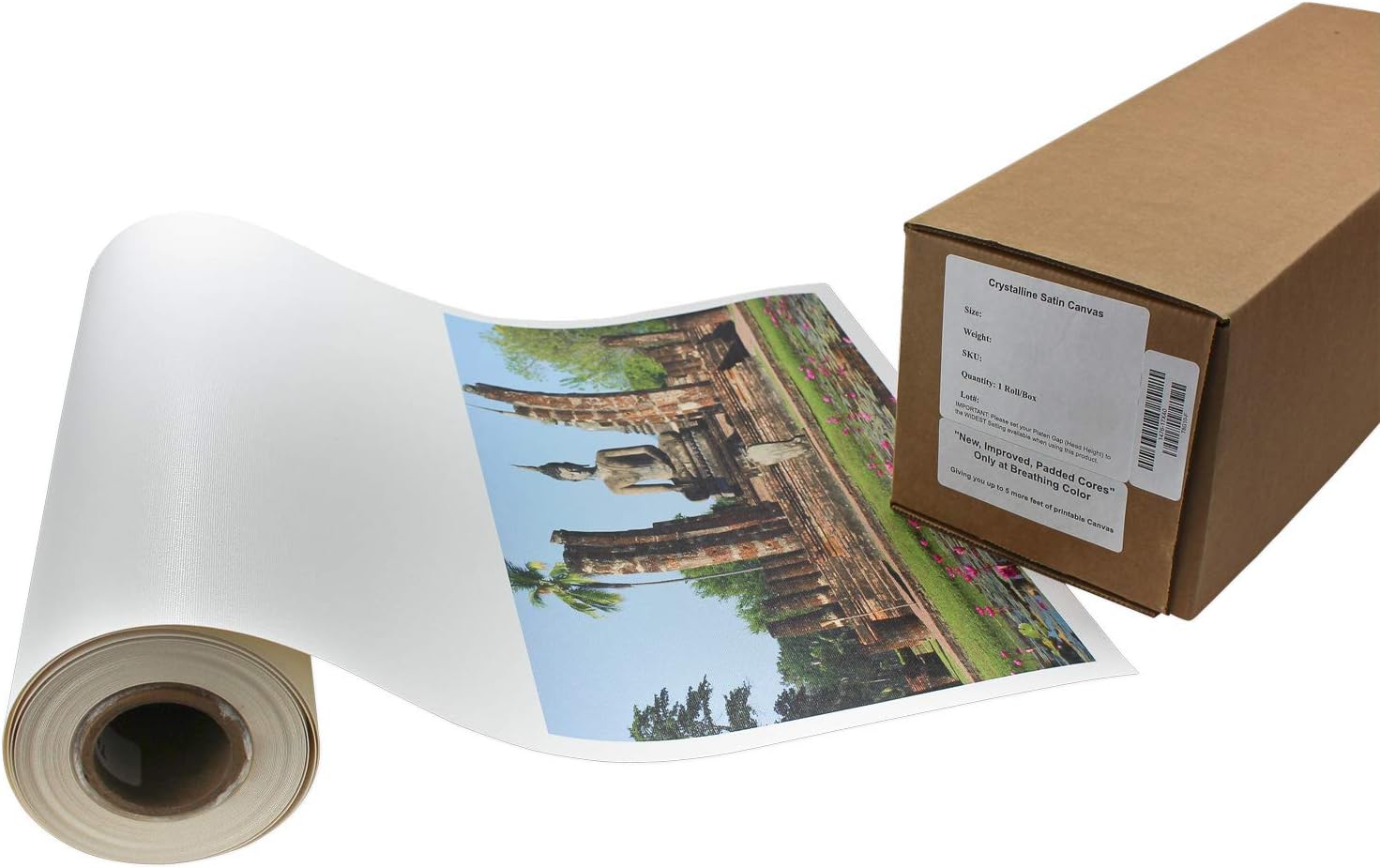 Crystalline Satin21mil, 440gm, Bright White, poly-cotton Inyección de tinta lona, Blanco brillante
