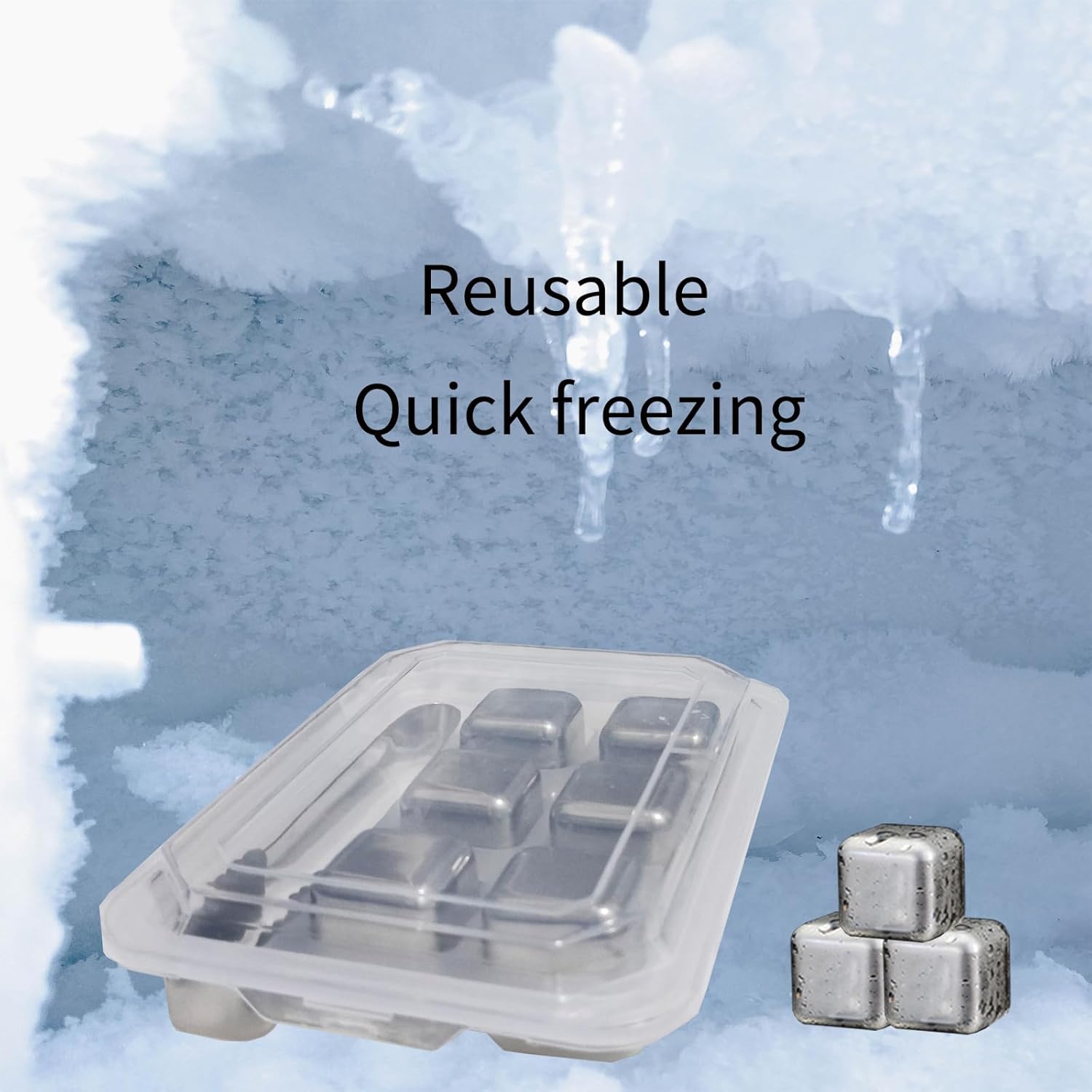 Cubitos de hielo de metal, 6 cubos de hielo reutilizables de metal de acero inoxidable para bebidas