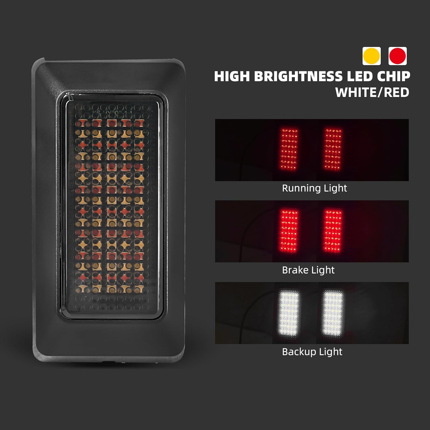 Luces de bisagra de ventana trasera Bronco, luz de freno de montaje alto Plug & Play, luz de marcha atrás, lámpara trasera IP67, impermeable,