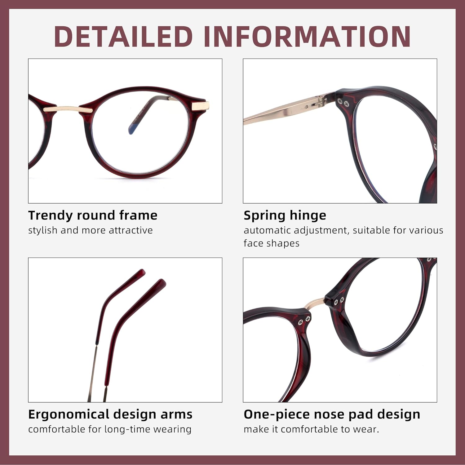 SOPHILY Gafas de lectura redondas para mujeres y hombres, multienfoque progresivolente ampliada completa, bloqueador de luz azul