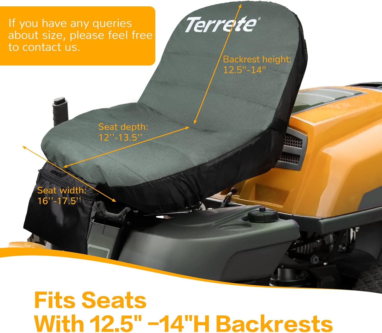 Funda de asiento de tractor, con funda extra impermeable para asientos de 12.5 a 14 pulgadas de alto, funda de asiento para cortacésped de