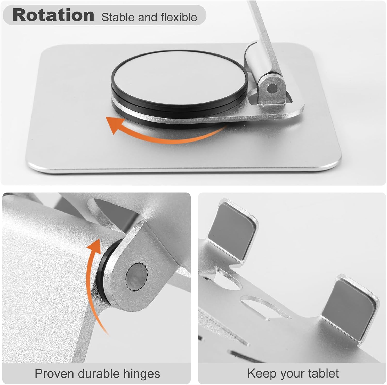 AJIAAIONE Soporte para tableta, soporte para iPad, base giratoria de 360, soporte plegable y ajustable para tableta, soporte para tableta para