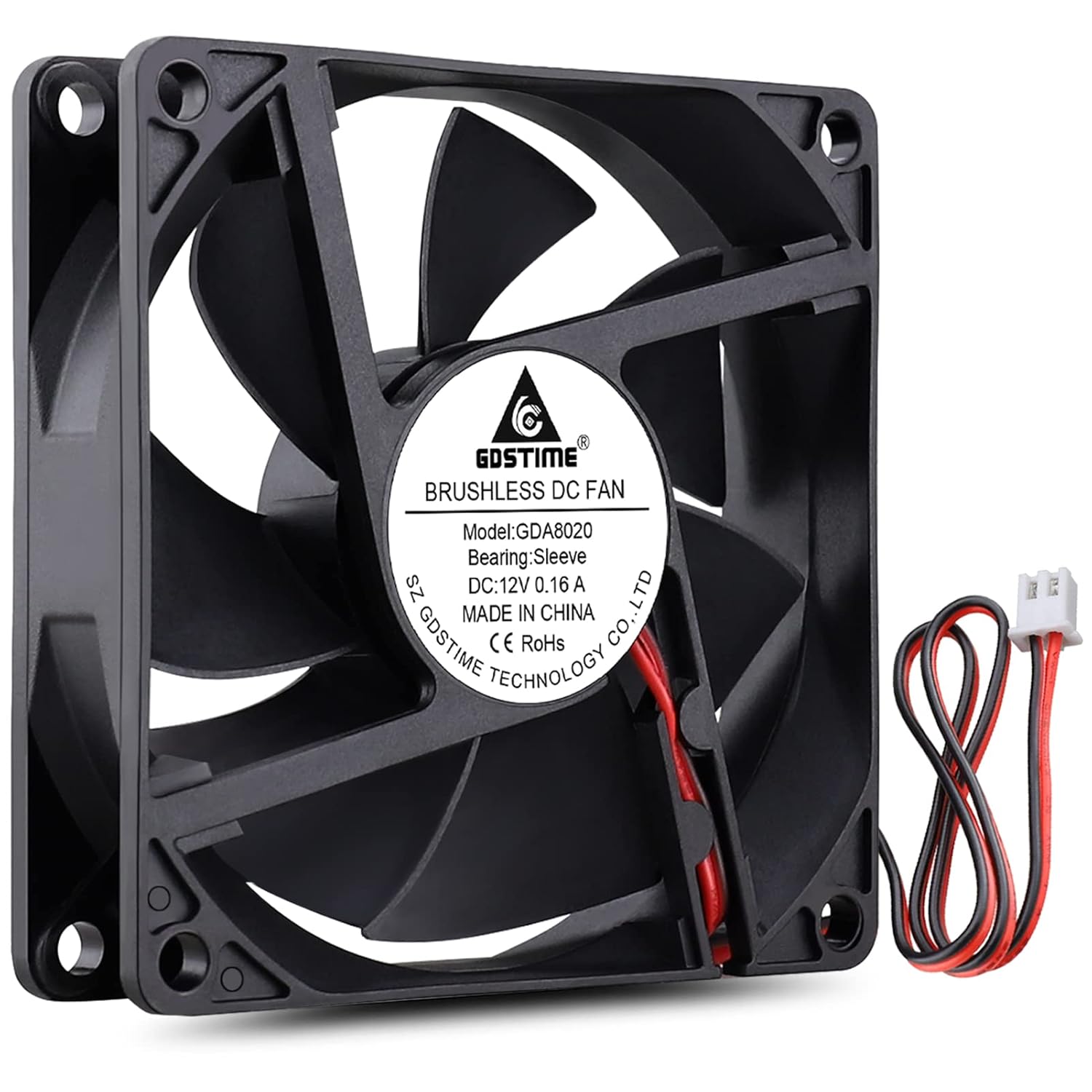 GDSTIME 3.150 in x 0.787 in 8020 12V DC sin escobillas ventilador de enfriamiento manga rodamiento 2Pin
