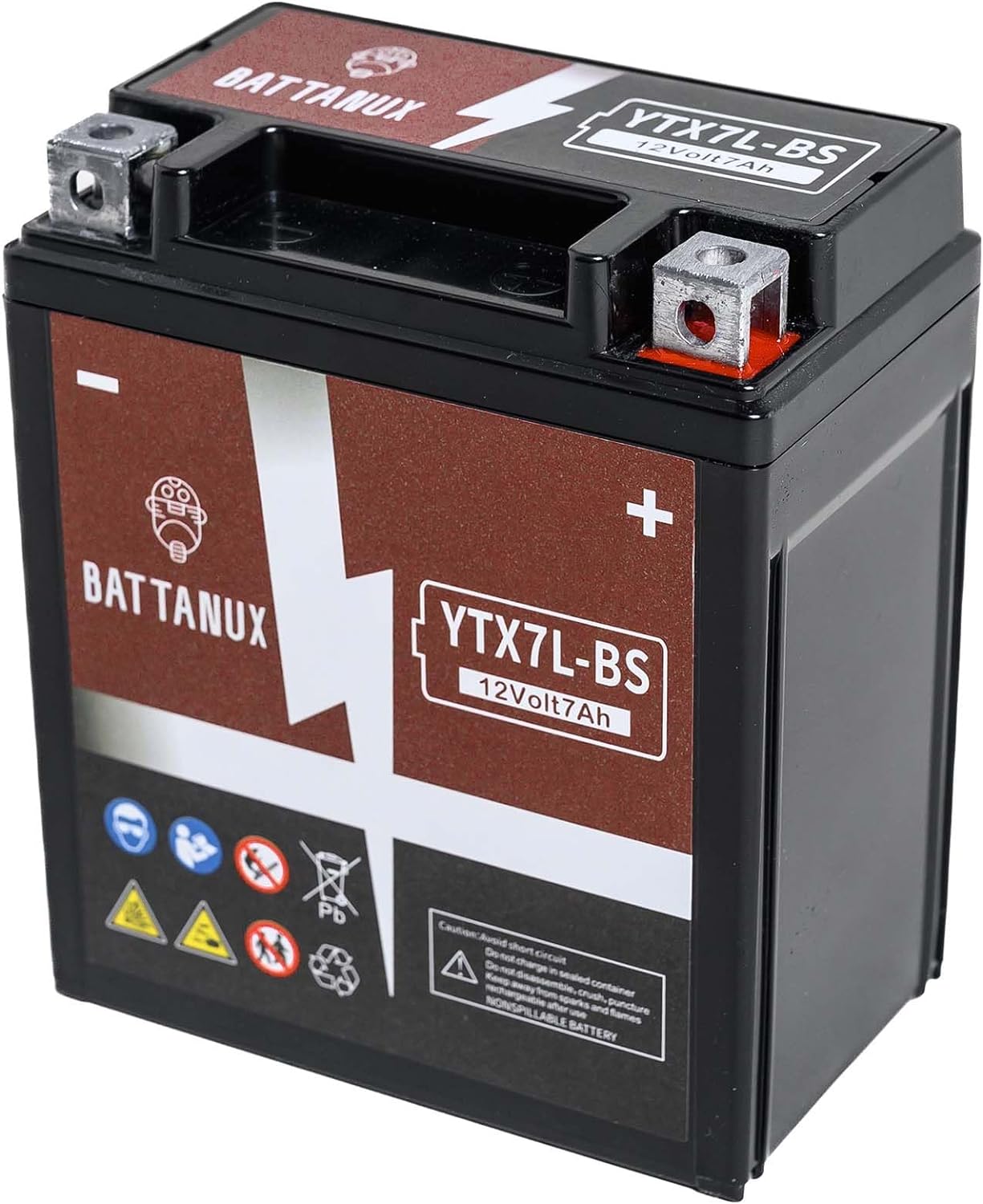 Battanux YTX7L-BS Batería y batería de motocicleta, sellada SLAAGM 12V7Ah ATVUTVMoto de nievemoto de moto, batería sin mantenimiento y sin