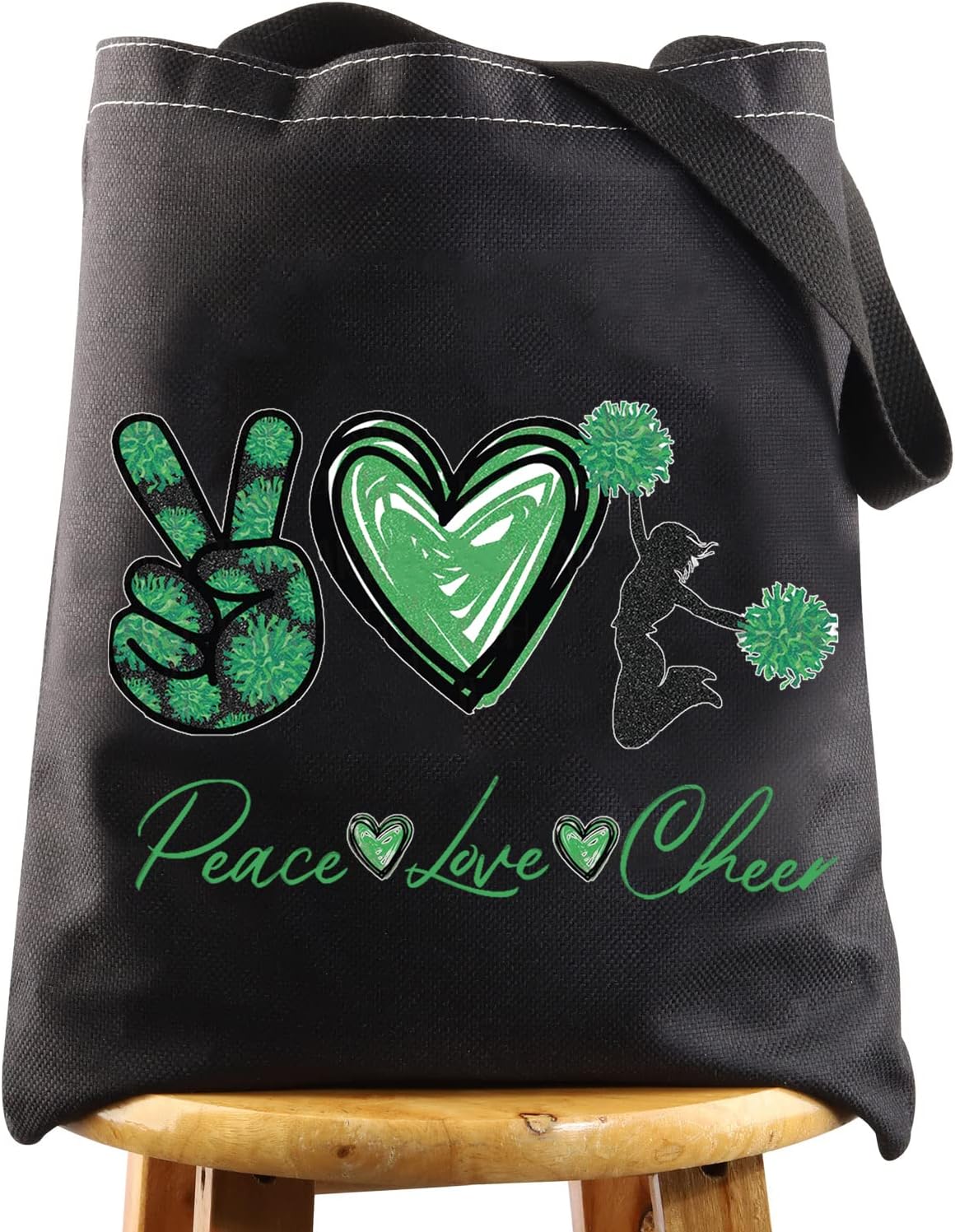 LEVLO Bolsa de maquillaje cosmética de animadora para niñas, regalo de paz, amor, animadora, maquillaje, cremallera, bolsa de regalo para equipo de