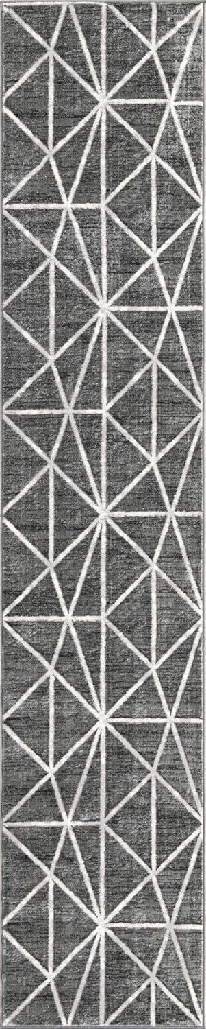 Unique Loom Matrix Trellis Collection – Alfombra geométrica (2 pies 7 pulgadas x 13 pies 1 pulgada, grismarfil)