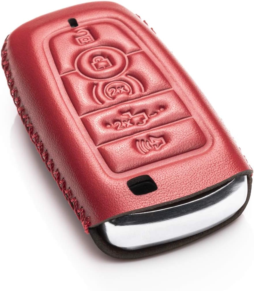 Vitodeco – Funda de piel genuina para llave inteligente de coche sin llave de entrada remota y llavero para Ford Fusion 2019, Explorer, Escape,