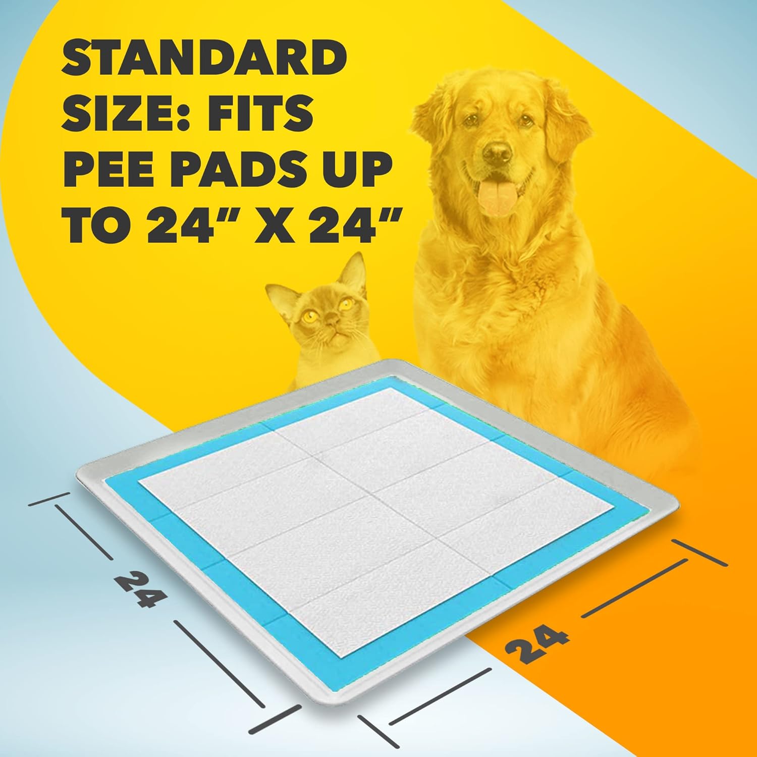 Skywin Bandeja para almohadillas para cachorros de 24 x 24 pulgadas (gris) + 23 x 30 pulgadas (gris)  Silicona, soporte para orina antiderrames para