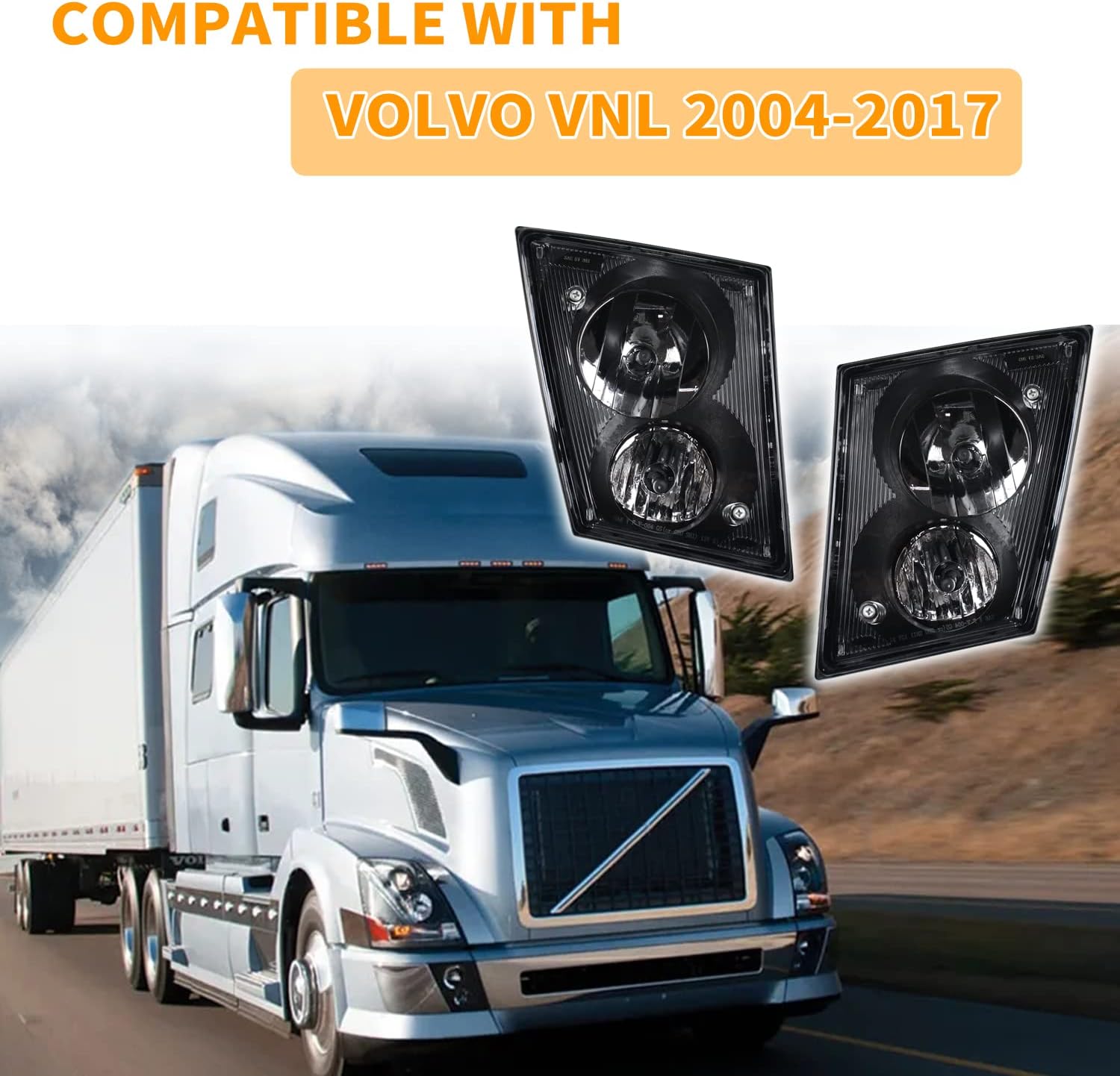CPOWACE Faros antiniebla compatibles con Volvo VNL VNM VNX VN 2004-2017, repuesto para semirremolque, pasajero izquierdo, compatible con accesorios