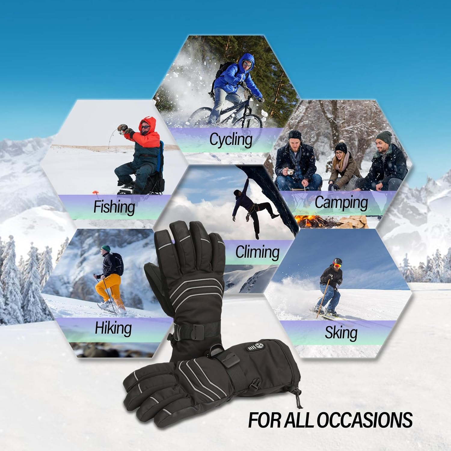 Heated Gloves for Men Women – 7.4V 23.68 WH Battery Rechargeable Heating Ski Gloves, Electric Gloves for Winter Outdoor Work Skiing Hiking Camping