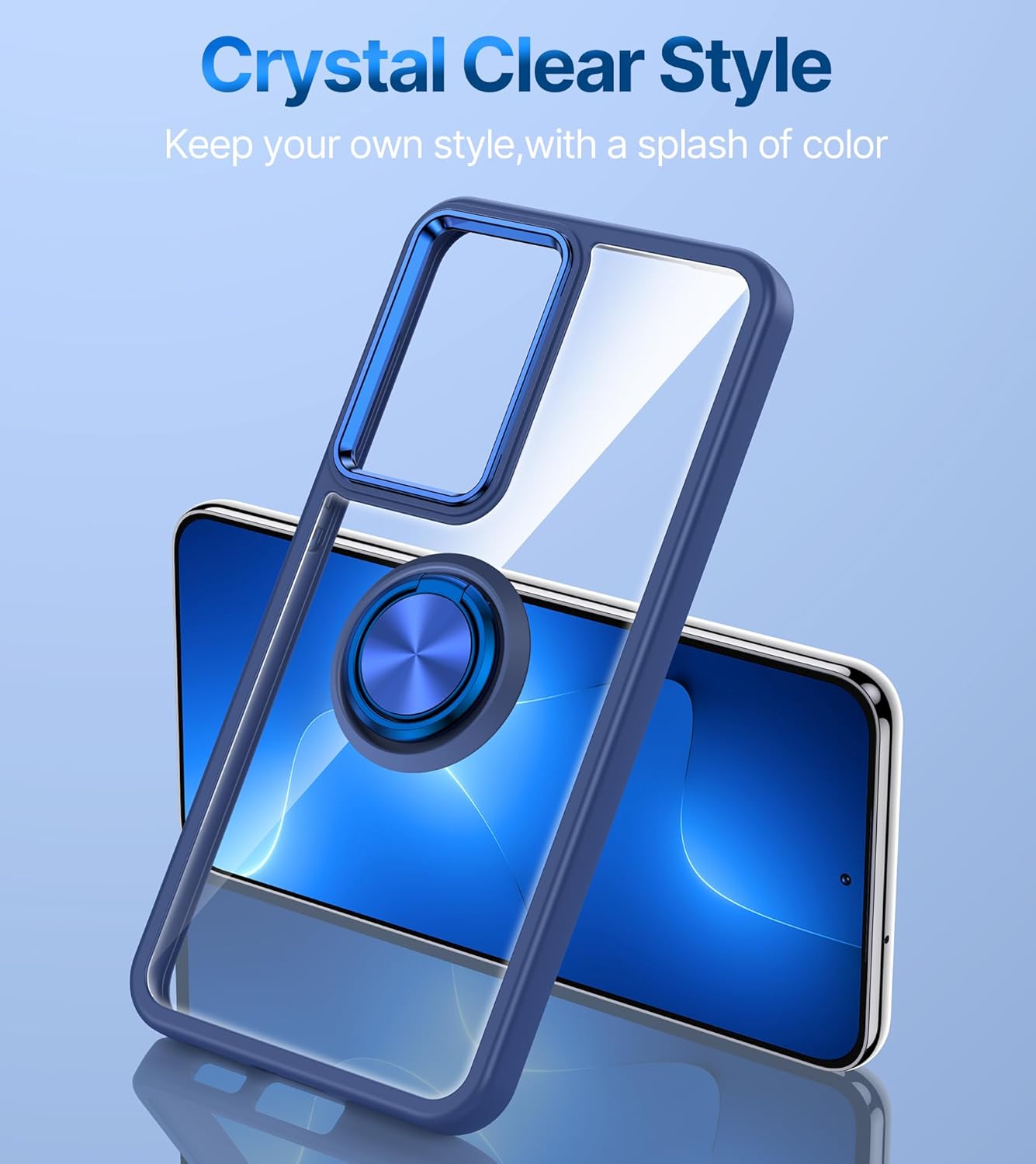 Silverback Funda transparente para Samsung Galaxy S23 con soporte de anillo, a prueba de golpes, delgada, ligera, funda protectora para Galaxy S23