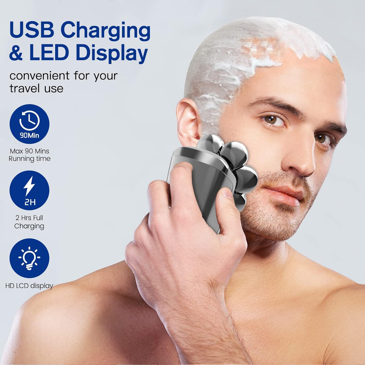 Afeitadoras eléctricas 8D para hombres calvos, afeitadora de cabeza 6 en 1 con pantalla LED, cuerpo impermeable y carga USB, perfecta para el hogar