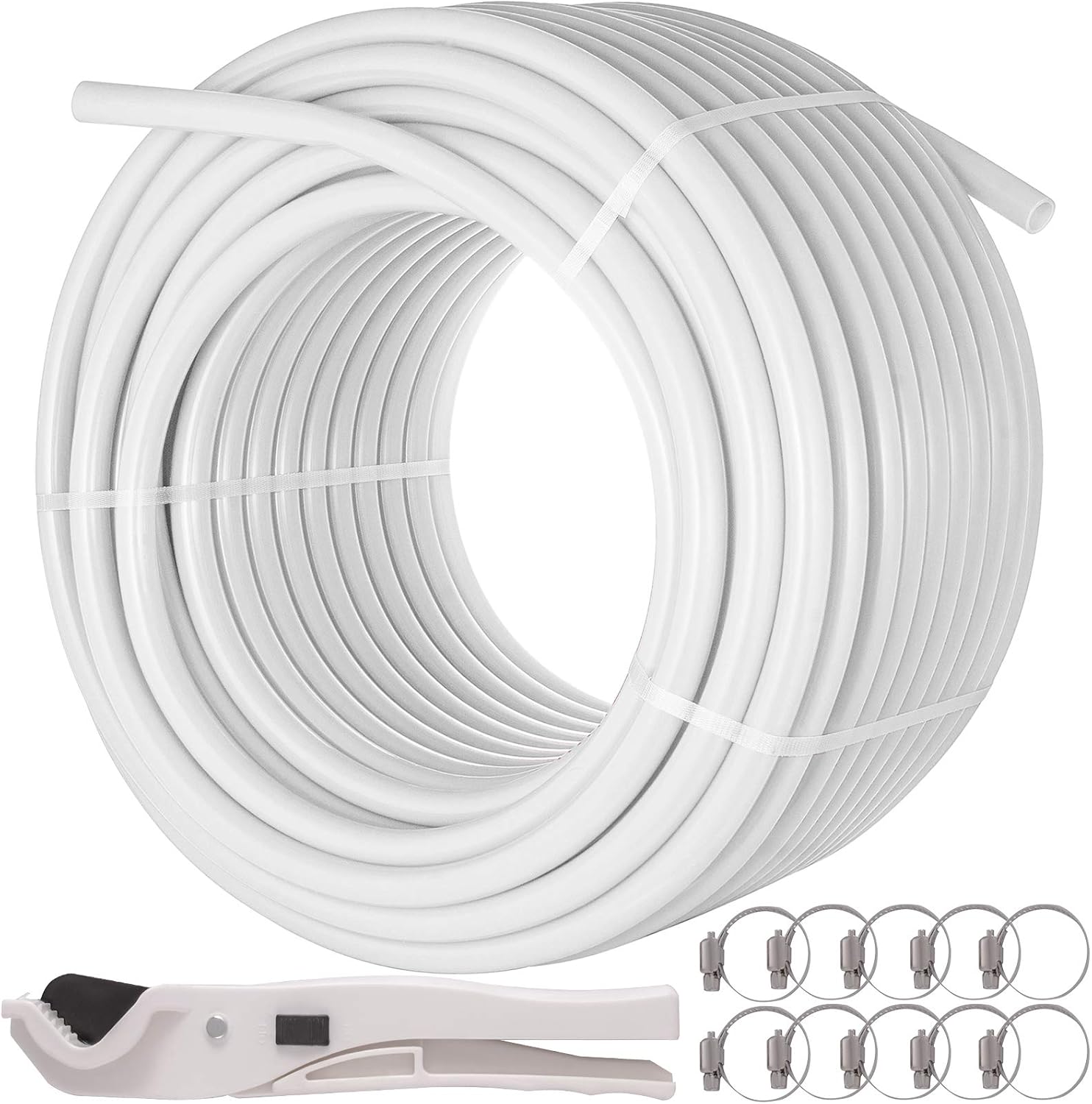 VEVOR Tubo PEX sin barrera de oxígeno de 300 pies, tubo PEX blanco de 1 pulgada, suelo radiante de calor EVOH Pex-B, fontanería duradera para
