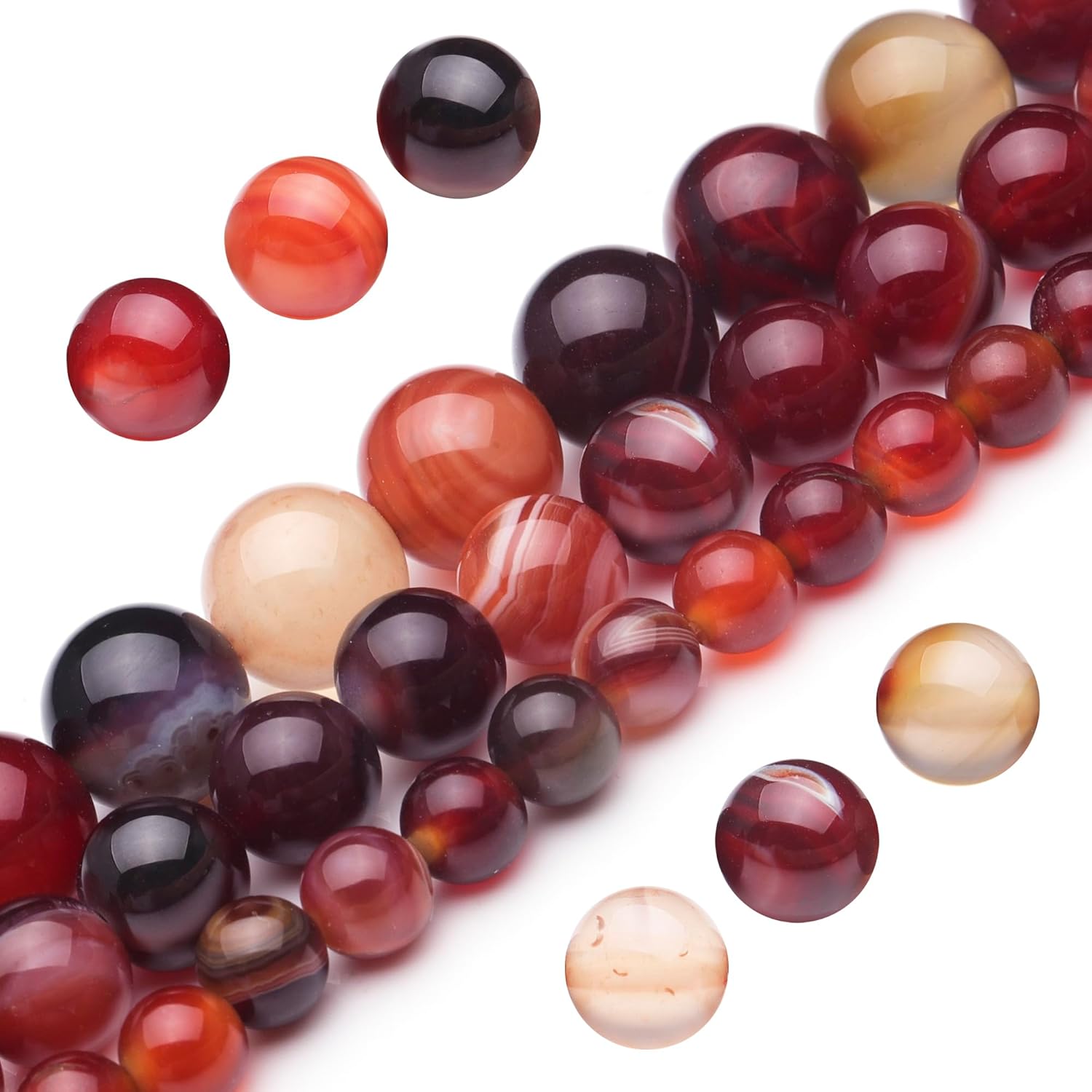 Cuentas de piedras preciosas naturales para la fabricación de joyas, cuentas redondas lisas pulidas de ágata rojo vino de 0.236 pulgadas, cuentas
